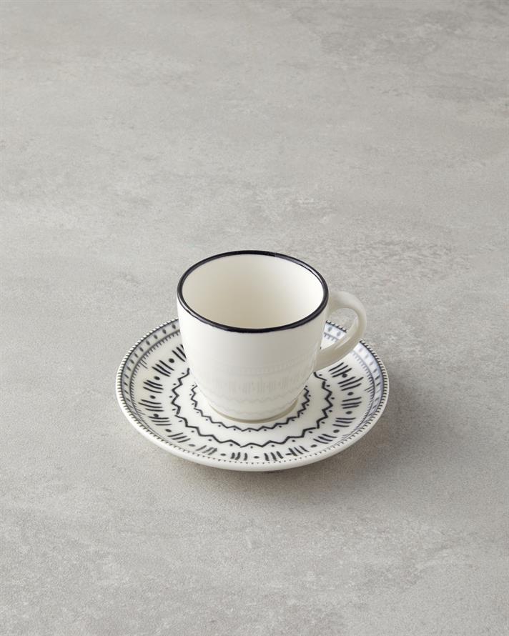 Deco Bone Porselen 4 Parça 2 Kişilik Kahve Fincan Takımı 90 ml Siyah