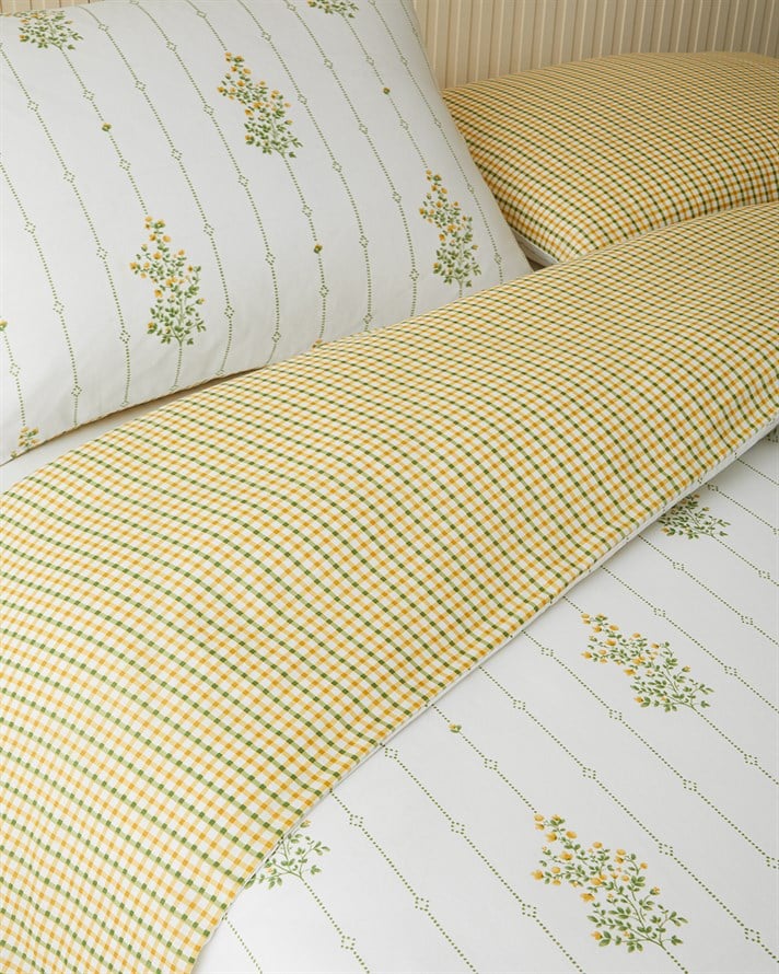 Delicate Bloss Pamuklu Tek Kişilik Nevresim Seti 160x220 cm Sarı-Yeşil