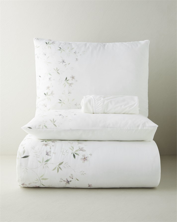 Delicate Garden Dijital Baskılı Kolay Ütülenir Çift Kişilik Çarşaflı Nevresim Takımı 200x220 cm Lila-Yeşil