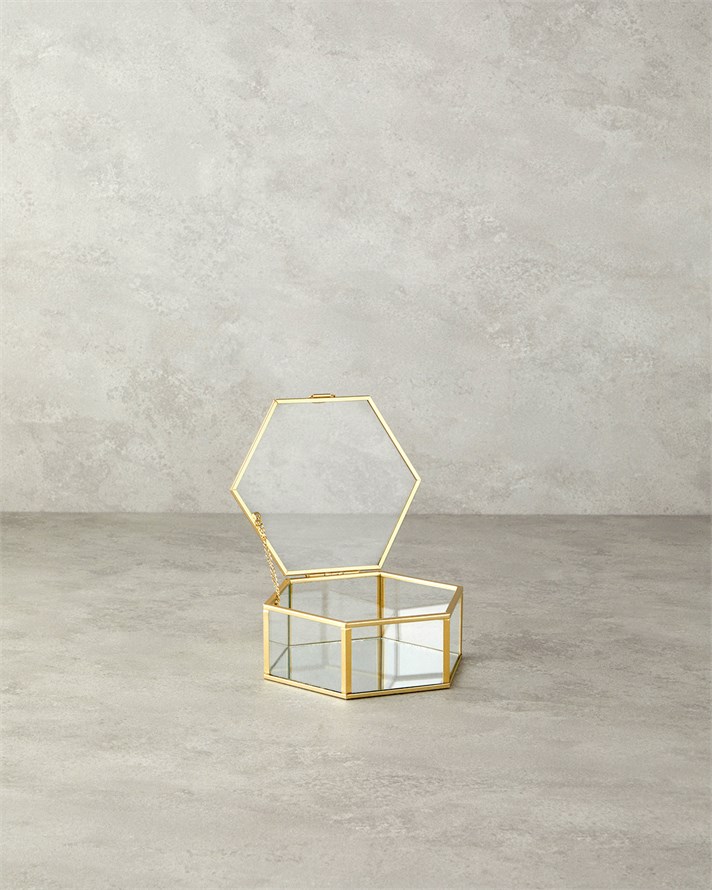 Deluxe Cam Dekoratif Kutu 14x16x6 cm Gold
