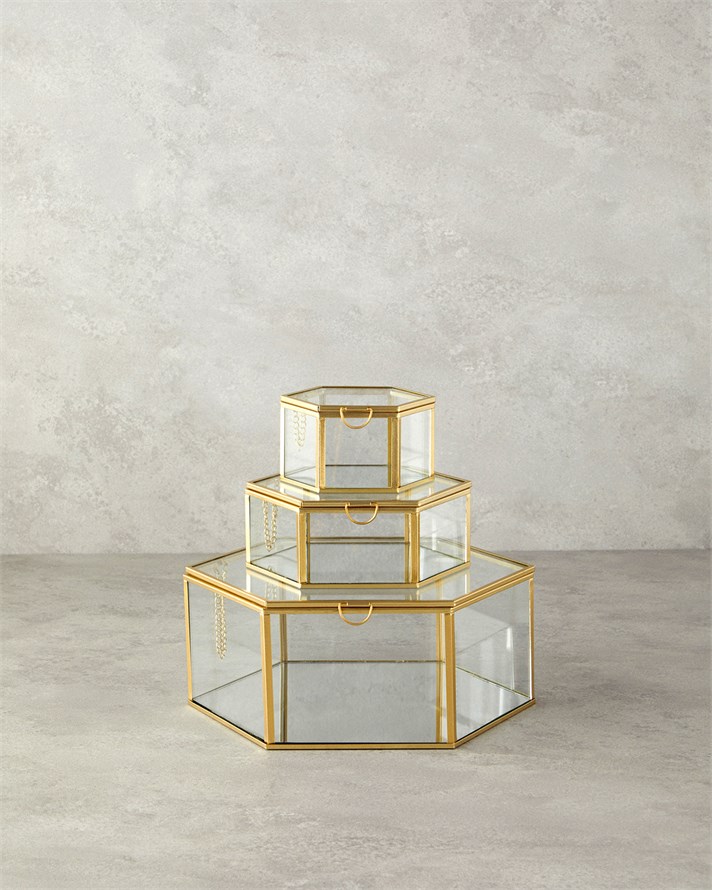 Deluxe Cam Dekoratif Kutu 14x16x6 cm Gold