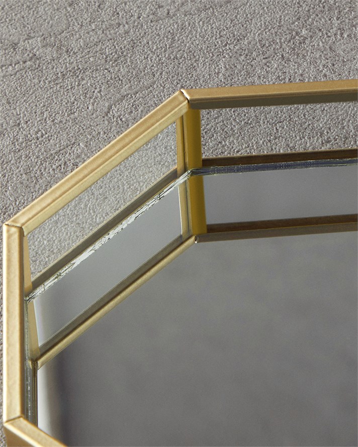 Deluxe Cam Dekoratif Tepsi 19x19x3,5 cm Gold