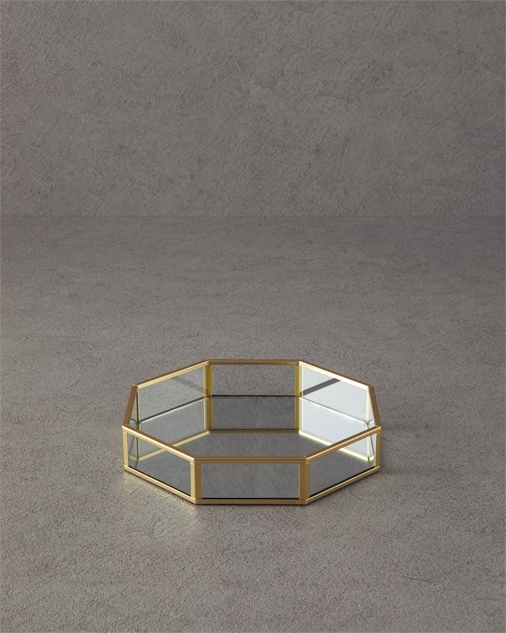 Deluxe Cam Dekoratif Tepsi 19x19x3,5 cm Gold