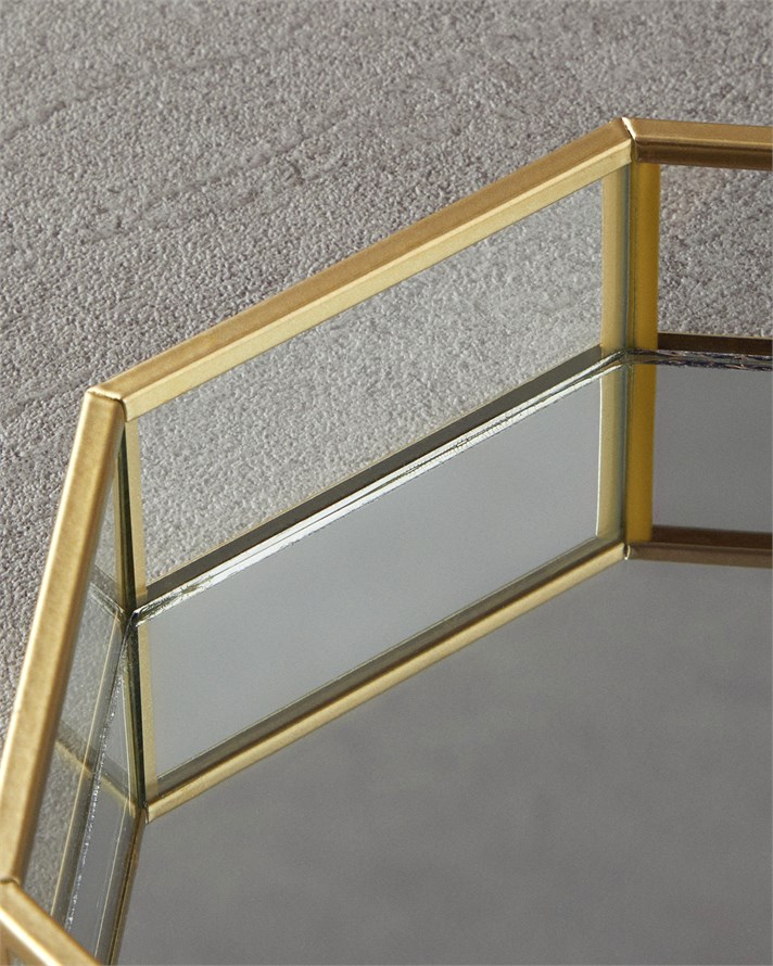 Deluxe Cam Dekoratif Tepsi 27,5x15x2,5 cm Gold