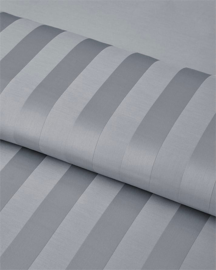 Deluxe Çizgili Pamuk Saten Çift Kişilik Çarşaflı Nevresim Takımı 200x220 cm Gri