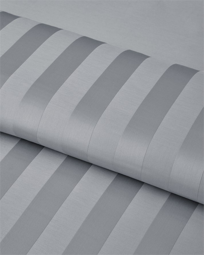 Deluxe Çizgili Pamuk Saten Çift Kişilik Çarşaflı Nevresim Takımı 200x220 cm Gri