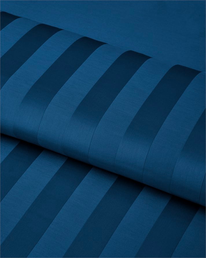 Deluxe Çizgili Pamuk Saten King Size Çarşaflı Nevresim Takımı 240x220 cm Lacivert