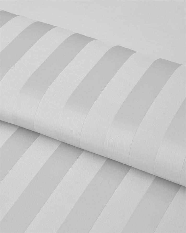 Deluxe Çizgili Pamuk Saten Super King Nevresim Takımı 260x220 cm Kırık Beyaz