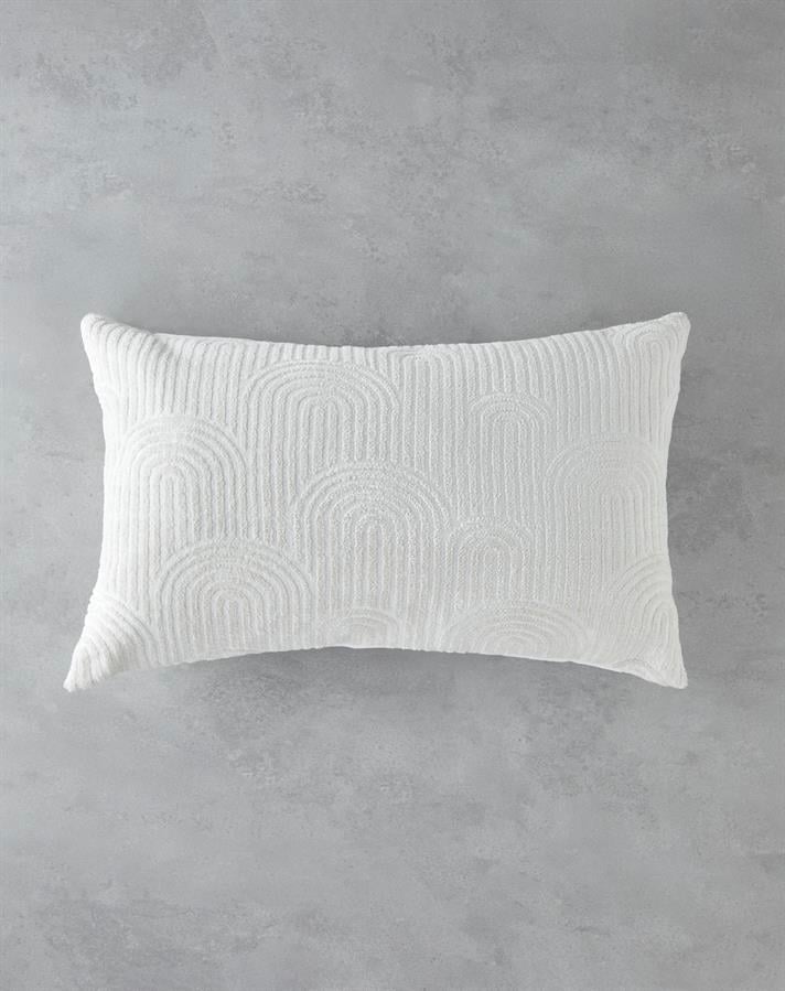 Deluxe Jakarlı Dekoratif Kırlent 35x55 cm Ekru