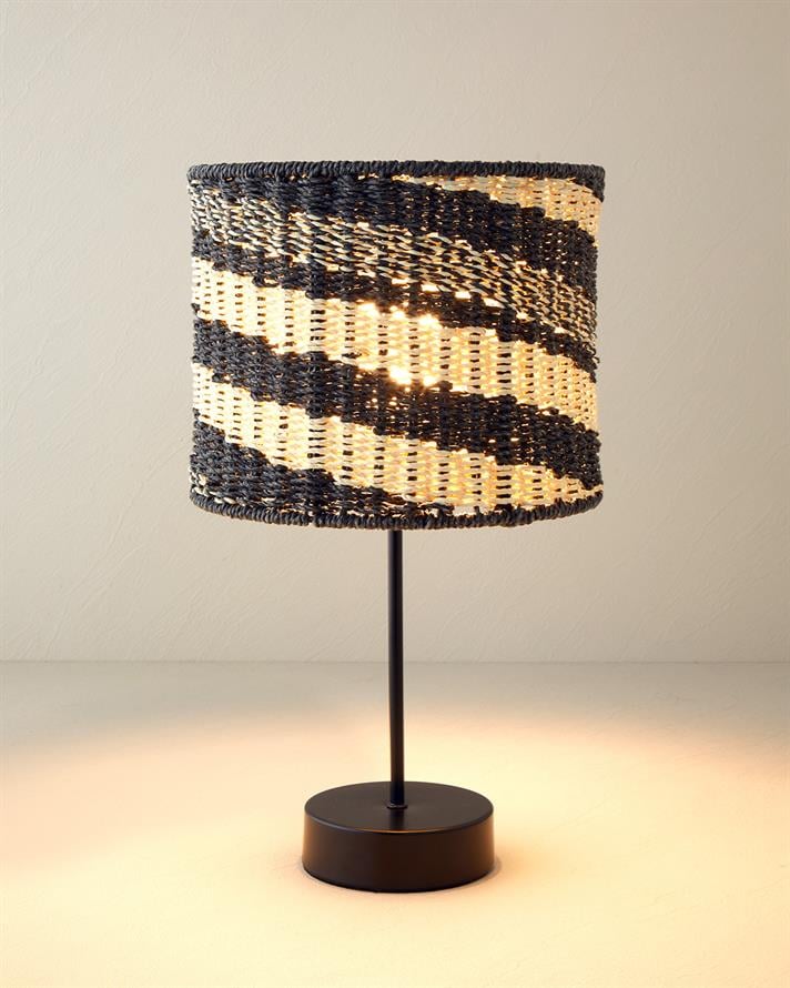 Denver Kağıt İp Abajur 25x20 cm Natural-Siyah