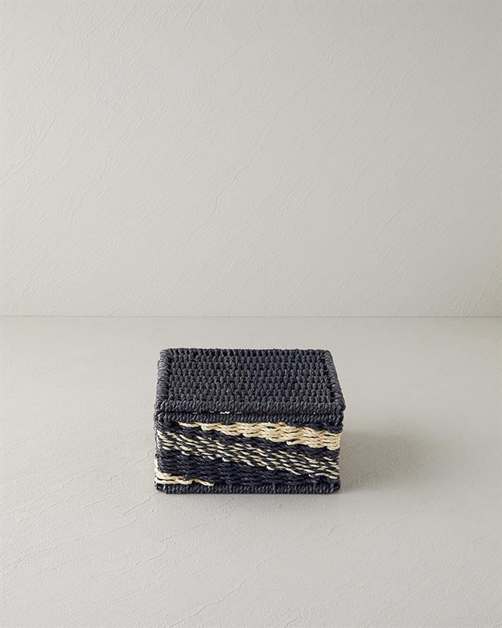 Denver Kağıt İp Dekoratif Kutu Natural-Siyah