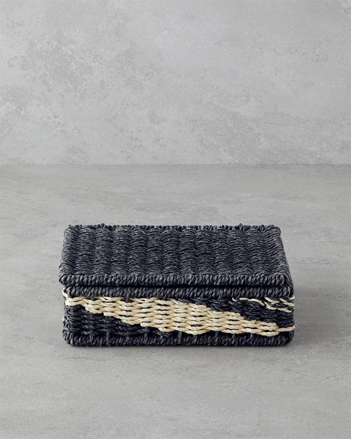 Denver Kağıt İp Dekoratif Kutu Natural-Siyah