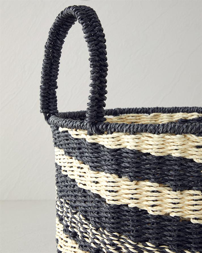 Denver Kağıt İp Sepet 25x20 cm Natural-Siyah