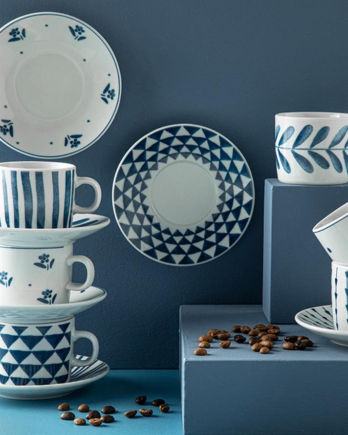 Desirable Porselen 4 Parça 2 Kişilik Kahve Fincan Takımı Lacivert