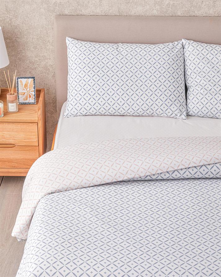 Diamond Bloom Kolay Ütülenir Çift Kişilik Nevresim Takımı 200x220 cm Mavi - Pembe