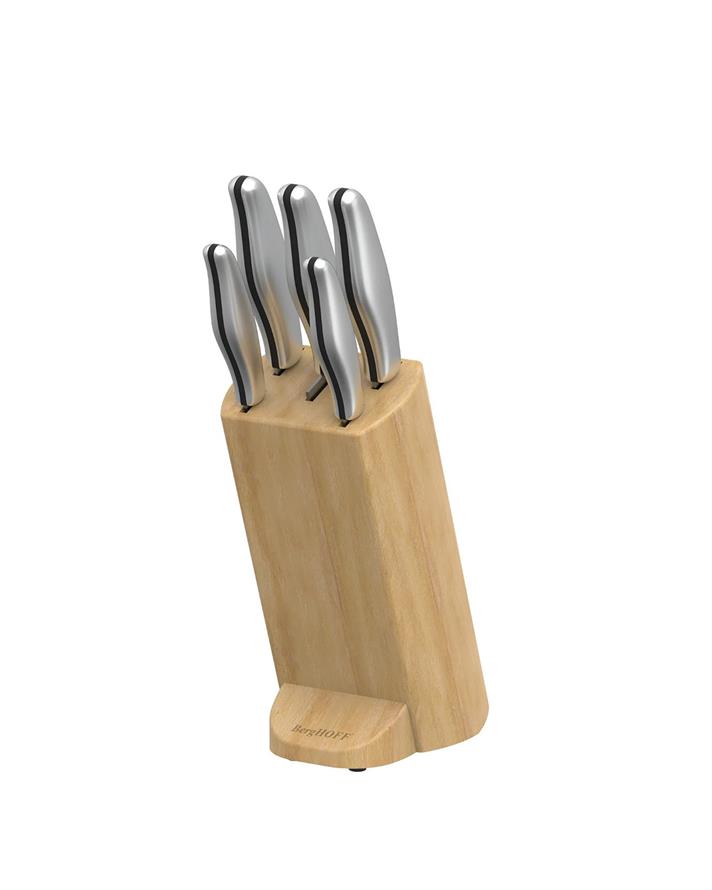 Berghoff Dina Entity Paslanmaz Çelik 6 Parça Bloklu Bıçak Seti 34x80 cm Gri