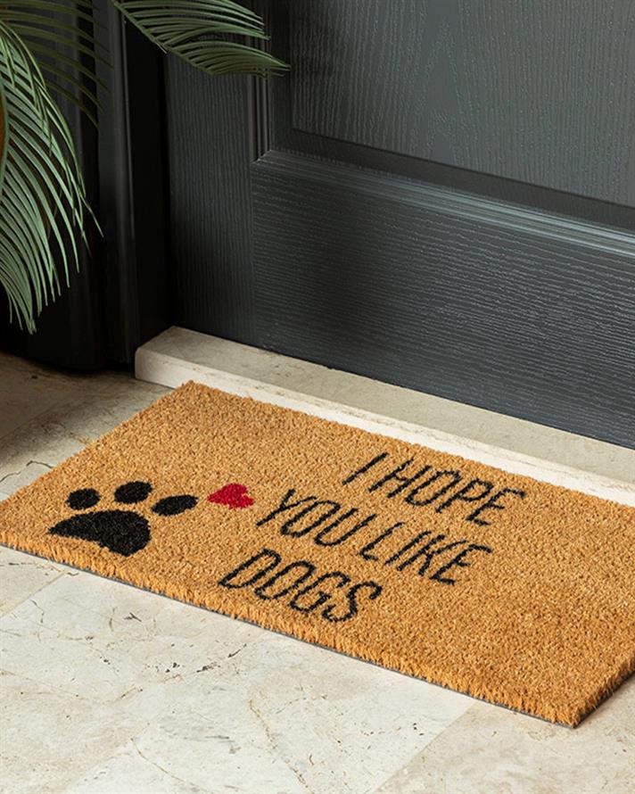 Dogs Baskılı Kapı Önü Paspası Naturel