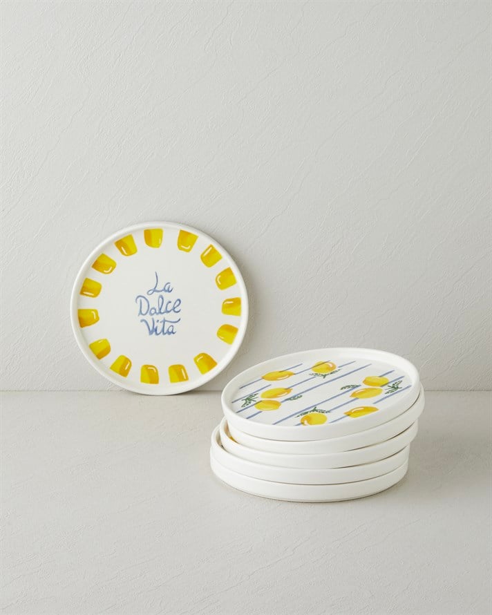 Dolce Vita Seramik 6lı Pasta Seti 20 cm Sarı