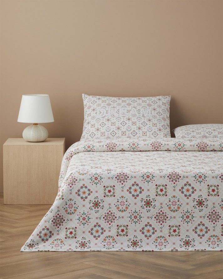 Dream Baskılı Pamuklu Çift Kişilik Pike Takımı 200x220 cm Pembe