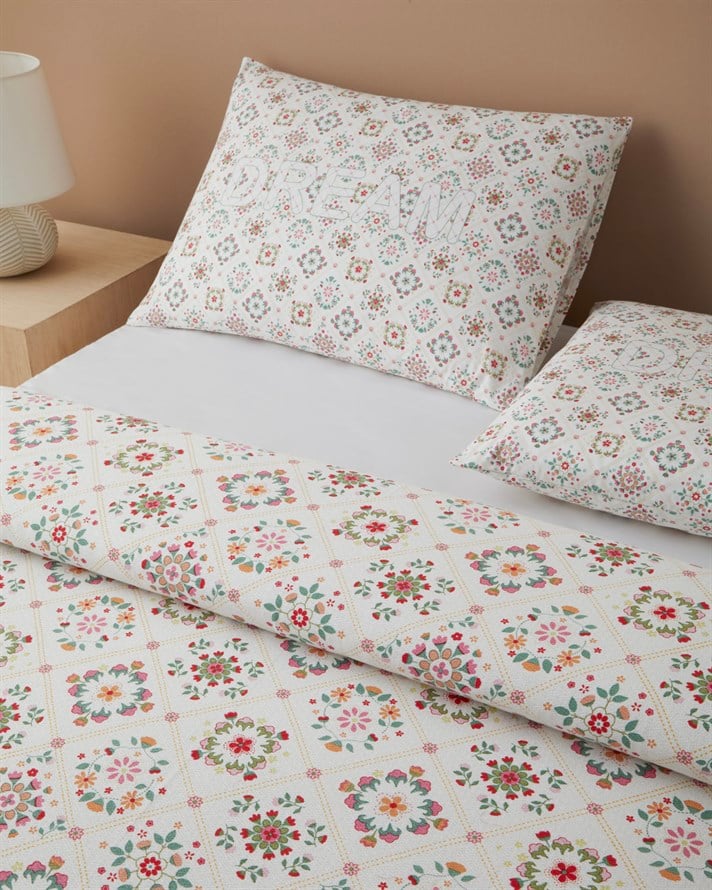 Dream Baskılı Pamuklu Tek Kişilik Pike Takımı 150x220 cm Pembe