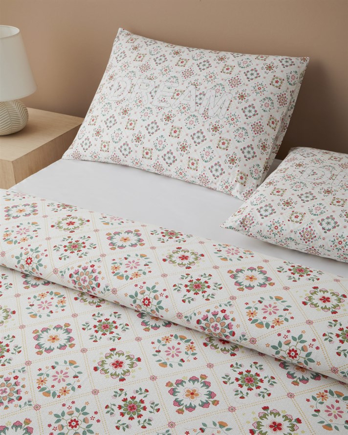 Dream Baskılı Pamuklu Tek Kişilik Pike Takımı 150x220 cm Pembe