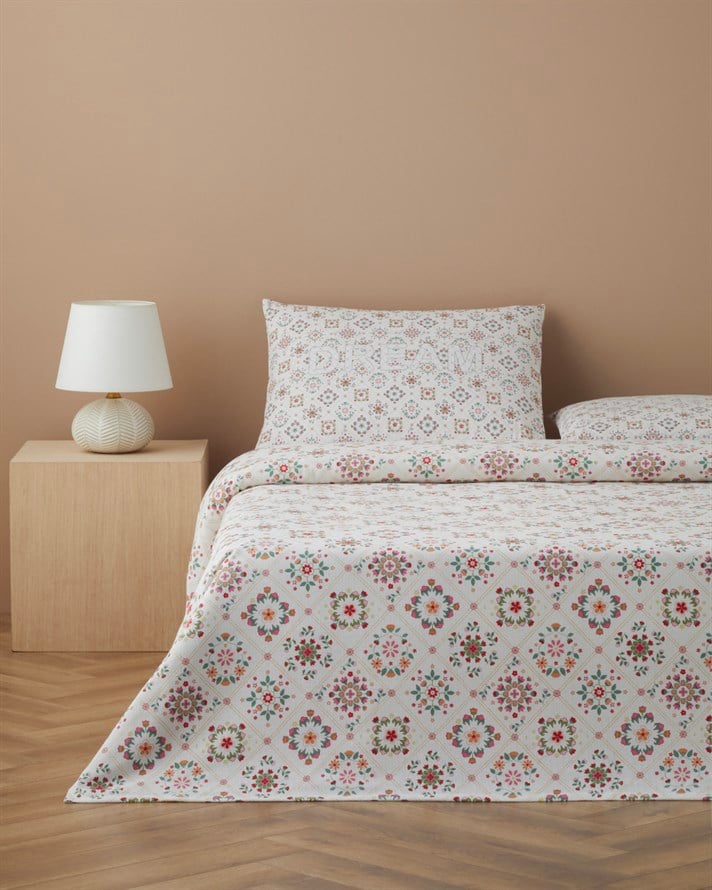 Dream Baskılı Pamuklu Tek Kişilik Pike Takımı 150x220 cm Pembe