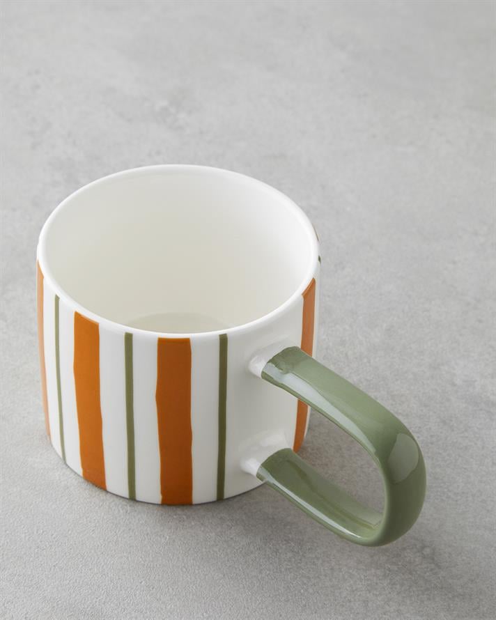 Dreamline New Bone China Kupa 290 ml Koyu Yeşil-Turuncu