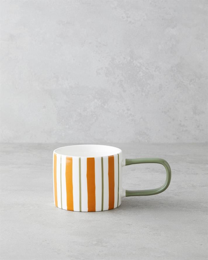 Dreamline New Bone China Kupa 290 ml Koyu Yeşil-Turuncu