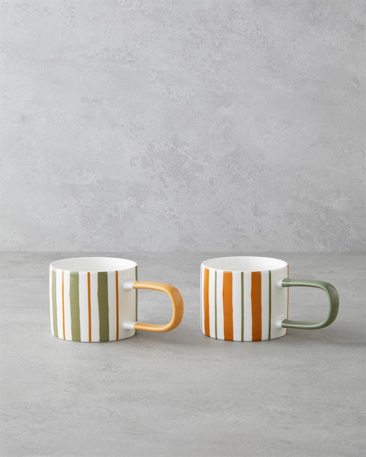 Dreamline New Bone China Kupa 290 ml Yeşil-Turuncu