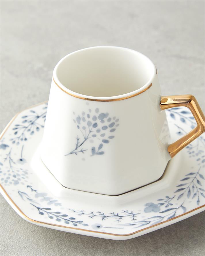 Dreampetal New Bone China 12 Parça 6 Kişilik Kahve Fincan Takımı 80 ml Mavi