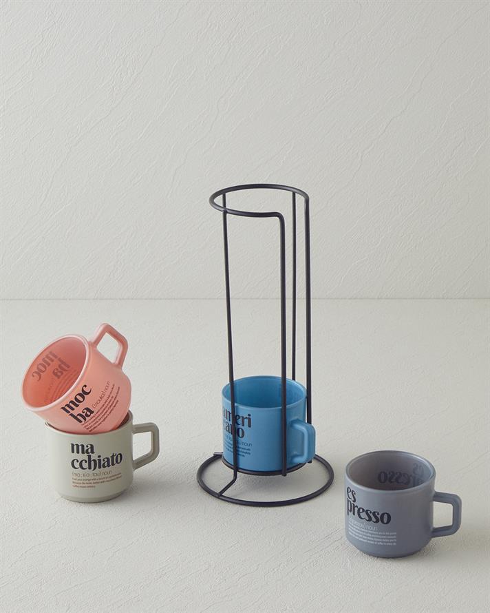 Duskfall Cam Standlı ve 4lü Kupa 180 ml Renkli