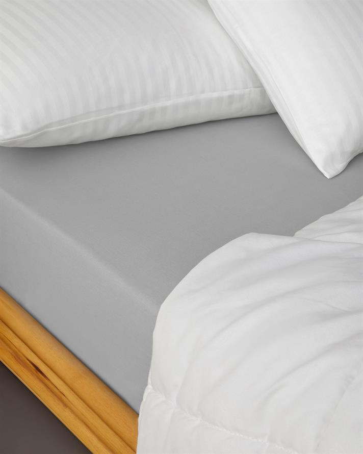 Düz Pamuklu Çift Kişilik Lastikli Çarşaf 160x200 cm Çakıl Taşı