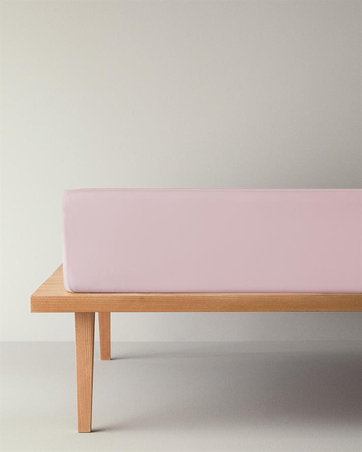 Düz Pamuklu Super King Lastikli Çarşaf 200x200 cm Toz Pembe