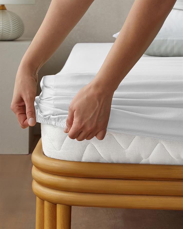 Düz Pamuklu Tek Kişilik Lastikli Çarşaf 100x200 cm Beyaz