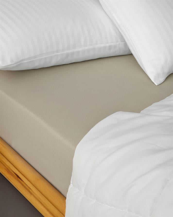 Düz Pamuklu Tek Kişilik Lastikli Çarşaf 100x200 cm Kahve Köpüğü