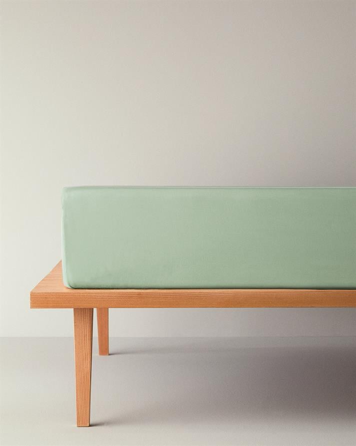 Düz Pamuklu Tek Kişilik Plus Lastikli Çarşaf 120x200 cm Çağla Yeşili