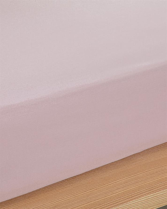 Düz Pamuklu Tek Kişilik Plus Lastikli Çarşaf 120x200 cm Toz Pembe