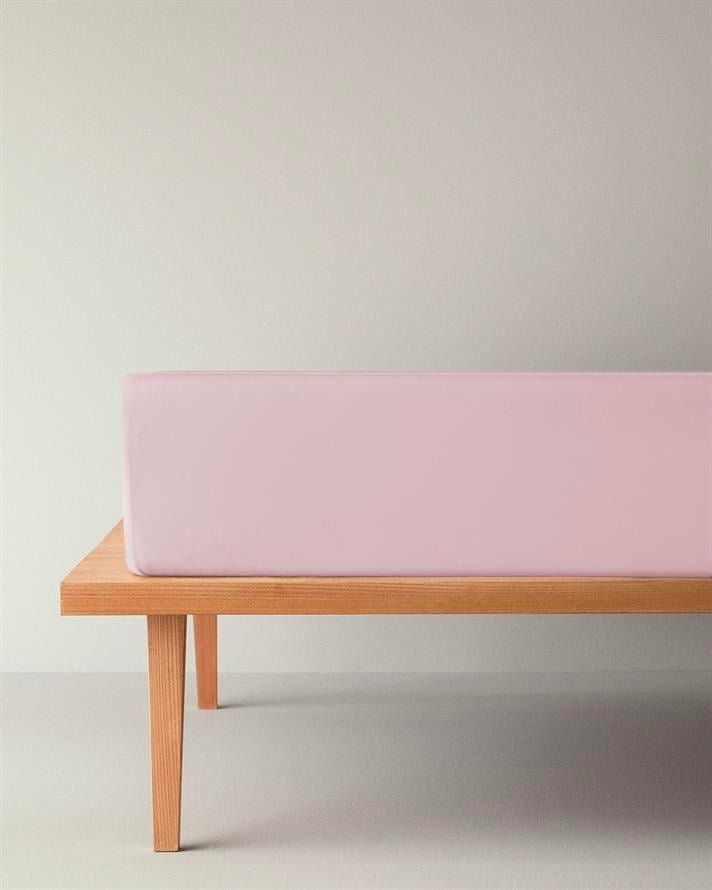 Düz Pamuklu Tek Kişilik Plus Lastikli Çarşaf 120x200 cm Toz Pembe