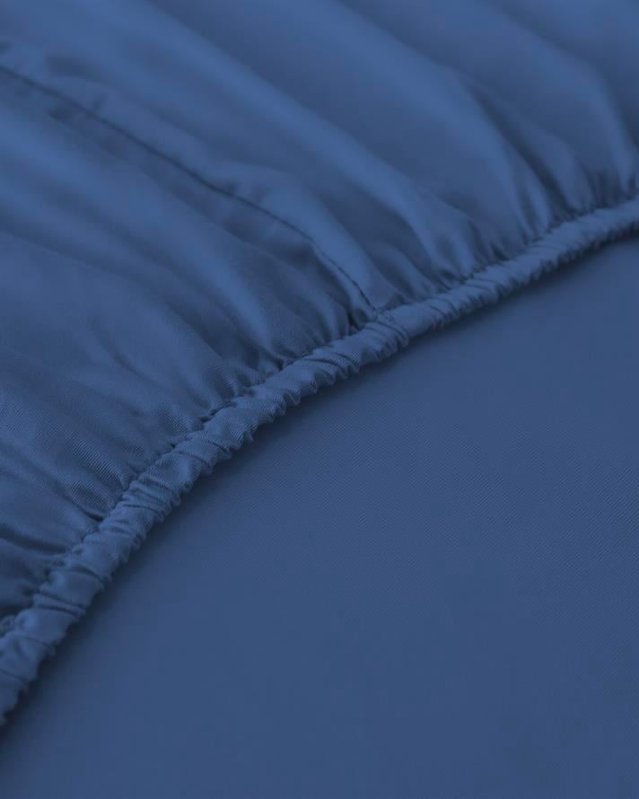 Düz Pamuklu Tek Kişilik Plus Lastikli Çarşaf 120x200 cm Gece Mavisi