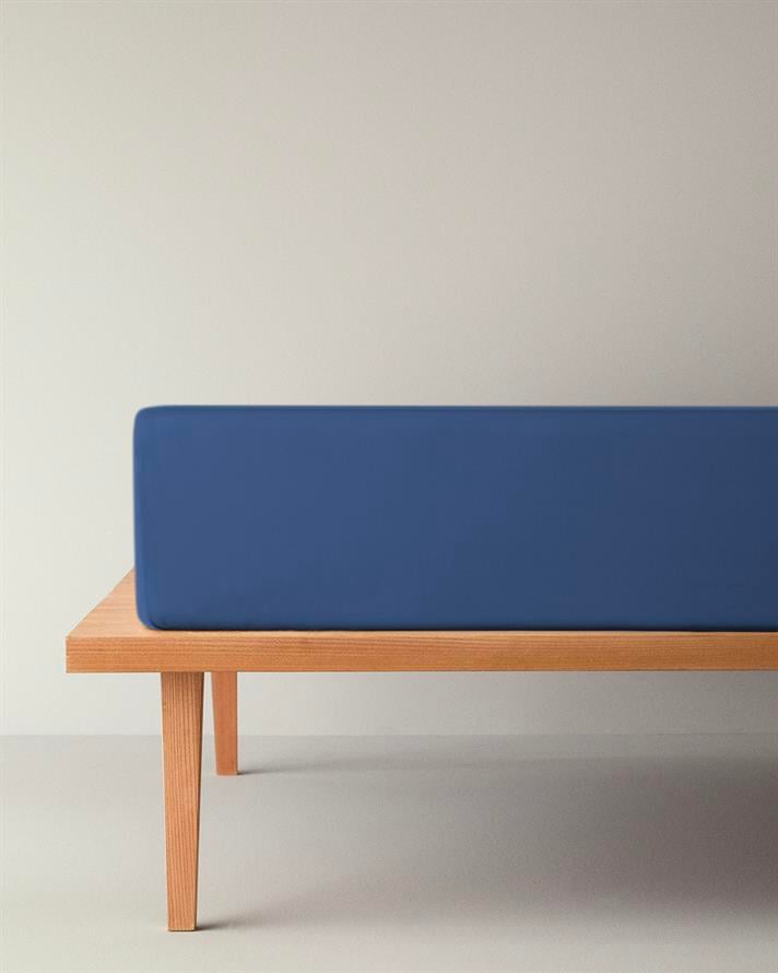 Düz Pamuklu Tek Kişilik Plus Lastikli Çarşaf 120x200 cm Gece Mavisi