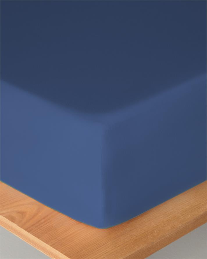 Düz Pamuklu Tek Kişilik Plus Lastikli Çarşaf 120x200 cm Gece Mavisi