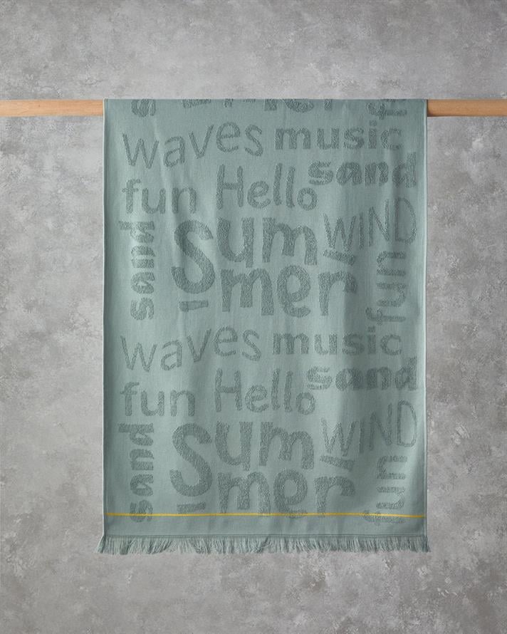 Dynamic Word Pamuklu Plaj Havlusu 70x140 cm Sage