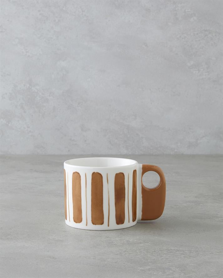 Earthline New Bone China Kupa 380 ml Beyaz-Kahverengi