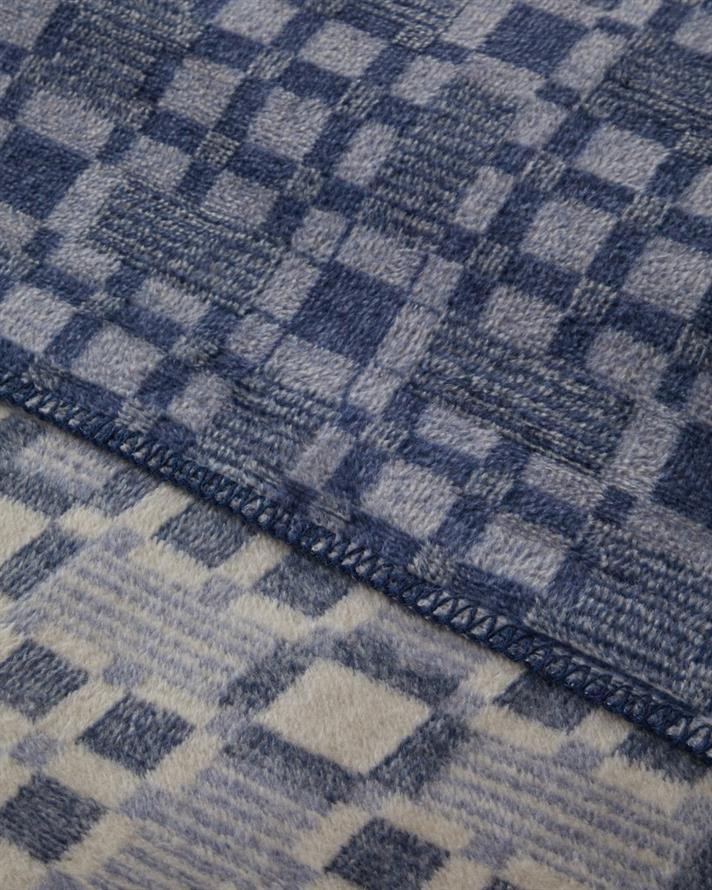 Echo Plaid Pamuklu Çift Kişilik Battaniye 200x220 cm Mavi