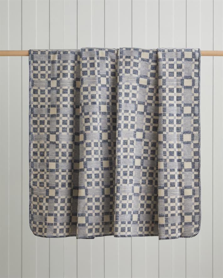 Echo Plaid Pamuklu Tek Kişilik Battaniye 150x200 cm Mavi