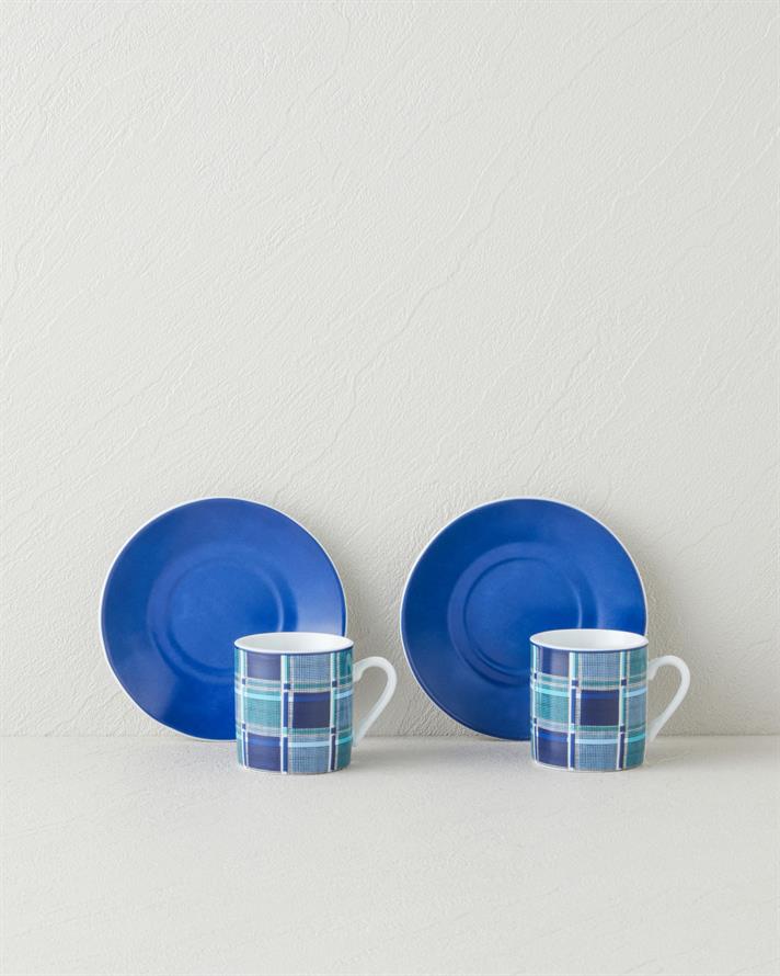 Echo Porselen 4 Parça 2 Kişilik Kahve Fincan Takımı 80 ml Mavi