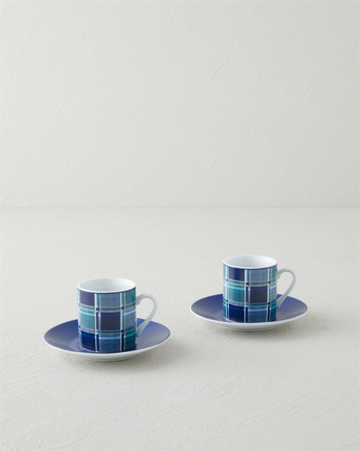 Echo Porselen 4 Parça 2 Kişilik Kahve Fincan Takımı 80 ml Mavi