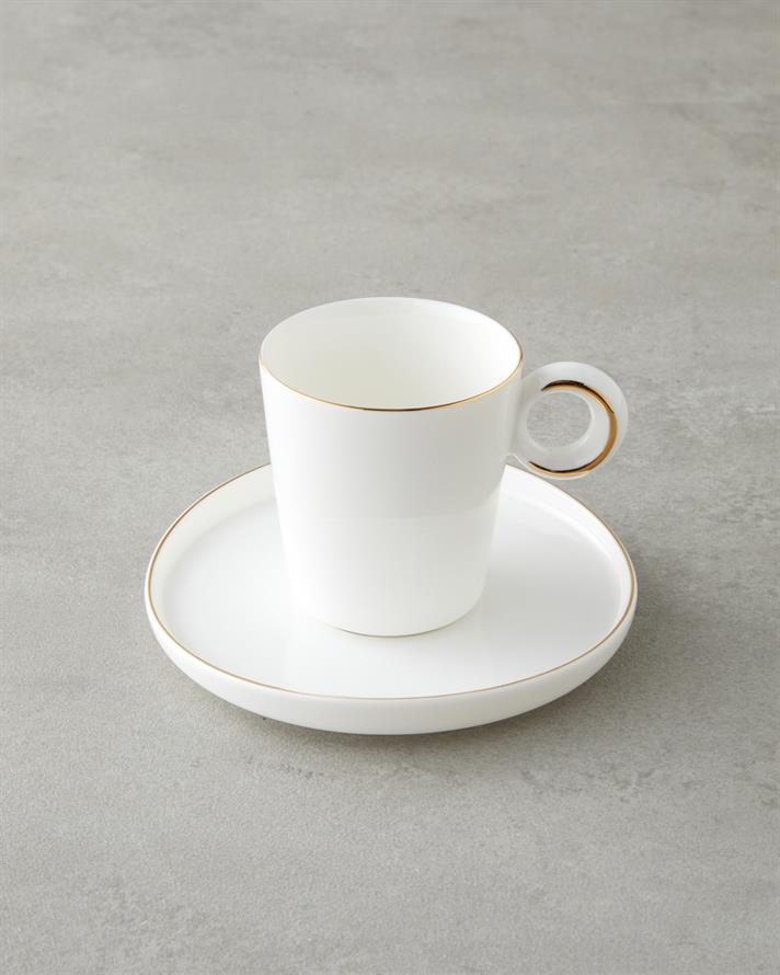 Eclipsed Porselen 4 Parça 2 Kişilik Kahve Fincan Takımı 85 ml Beyaz-Gold