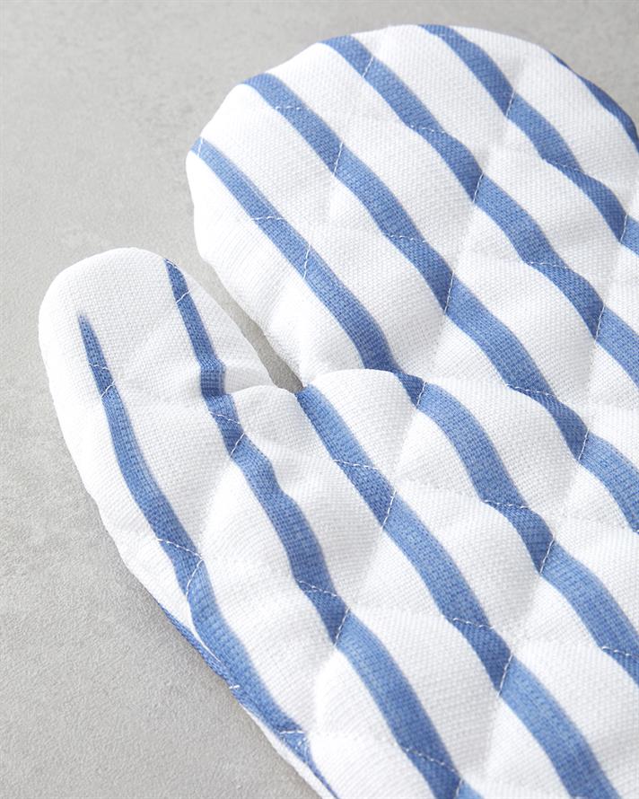 Edenic Fırın Eldiveni ve Tutacak Seti 17x30 cm+20x20 cm Beyaz - Lacivert