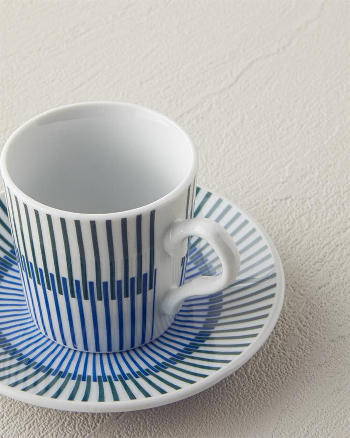 Edwin Porselen 4 Parça 2 Kişilik Kahve Fincan Takımı Mavi-Yeşil